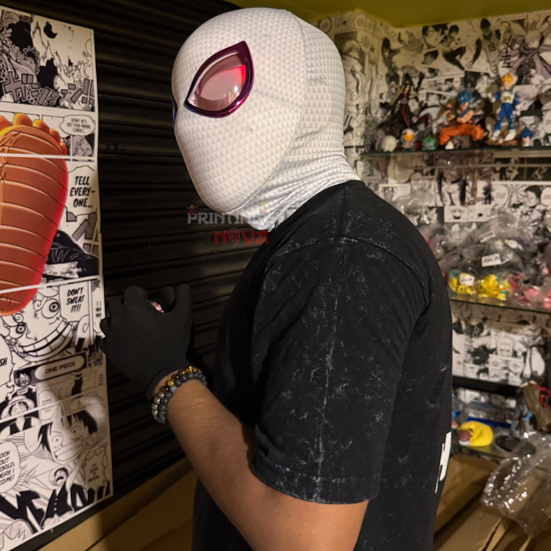 The Spider-Gwen Cosplay Mask with Remote-Controlled Blinking LED Eyes || Breathable Material, Unisex || MARVEL