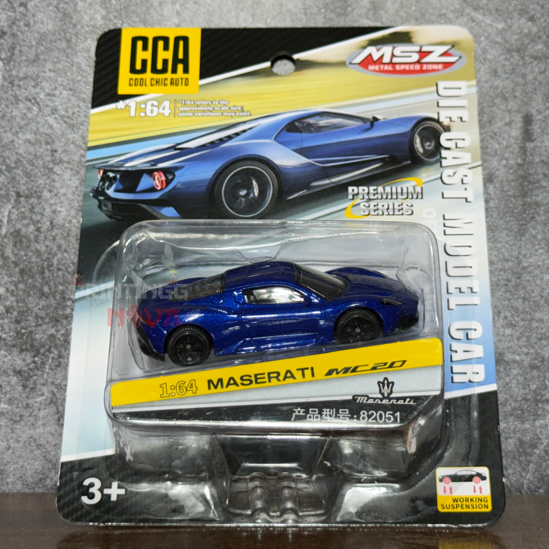 CCA 1:64 Maserati MC20 Die-Cast Model Car – Premium Series | Official Licensed Collectible | Working Suspension | Luxury Sports Car Replica