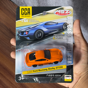 CCA 1:64 Ford Mustang Shelby GT350 Die-Cast Model Car – Premium Series | Working Suspension | Muscle Car Collectible | Orange Edition