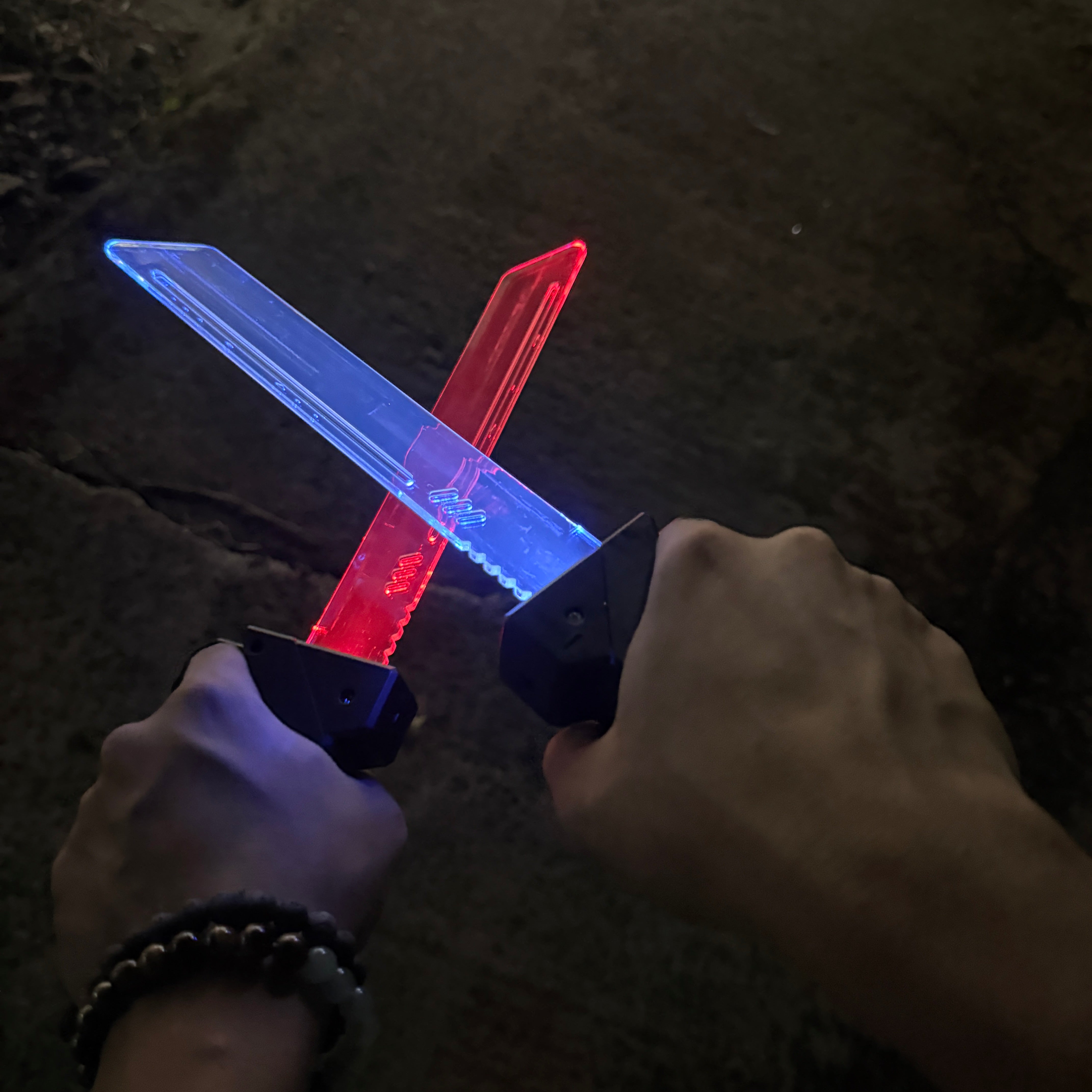 Trending Twin Crossed Dual-Blade LED Lightsaber || Interlocking 2-in-1 Tactical Glow Sword II 2 LED KATANA