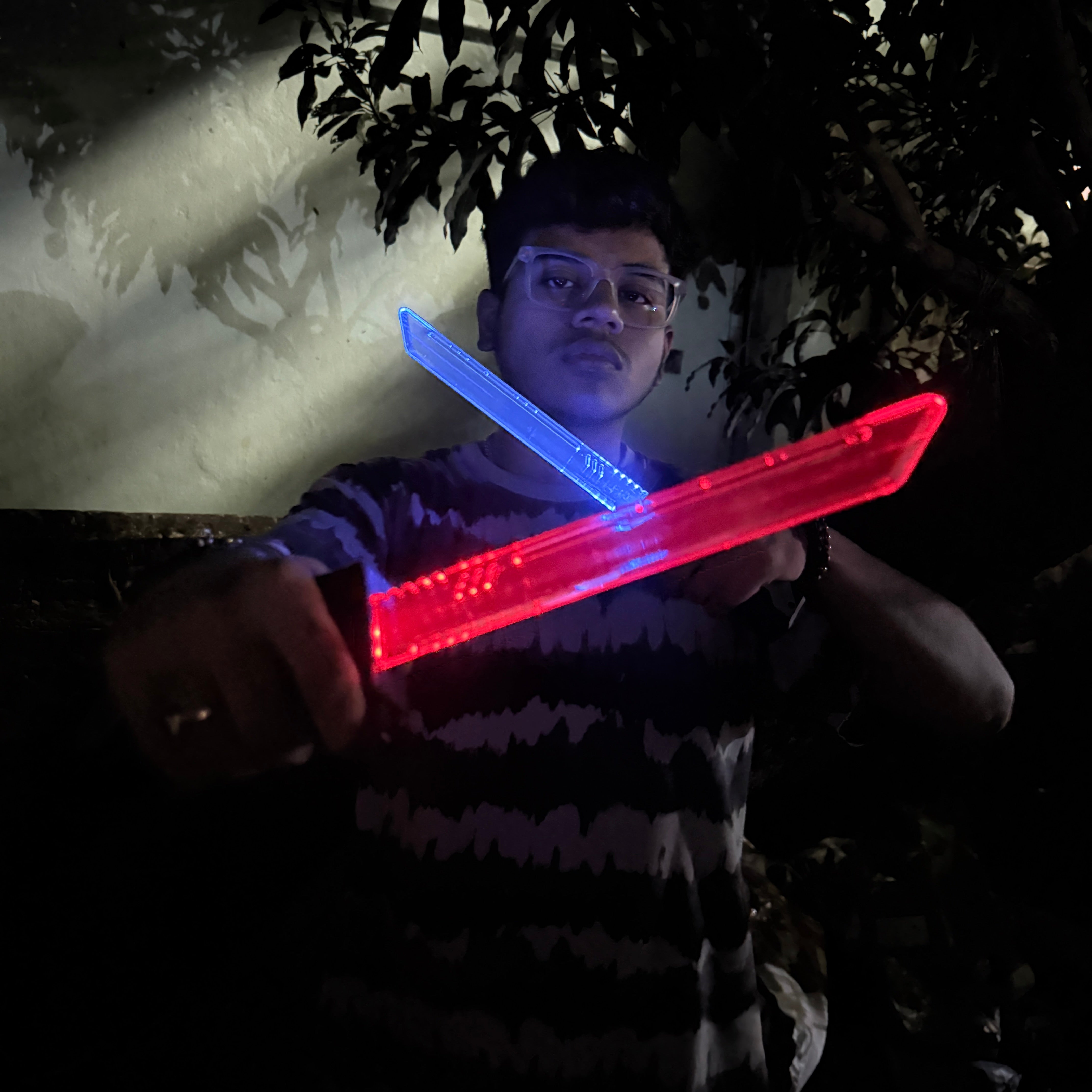 Trending Twin Crossed Dual-Blade LED Lightsaber || Interlocking 2-in-1 Tactical Glow Sword II 2 LED KATANA