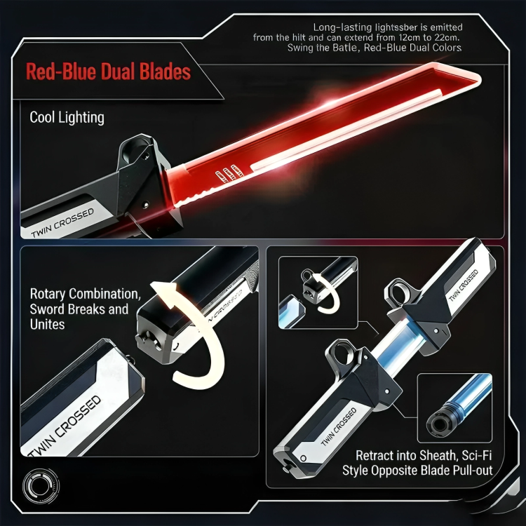 Trending Twin Crossed Dual-Blade LED Lightsaber || Interlocking 2-in-1 Tactical Glow Sword II 2 LED KATANA