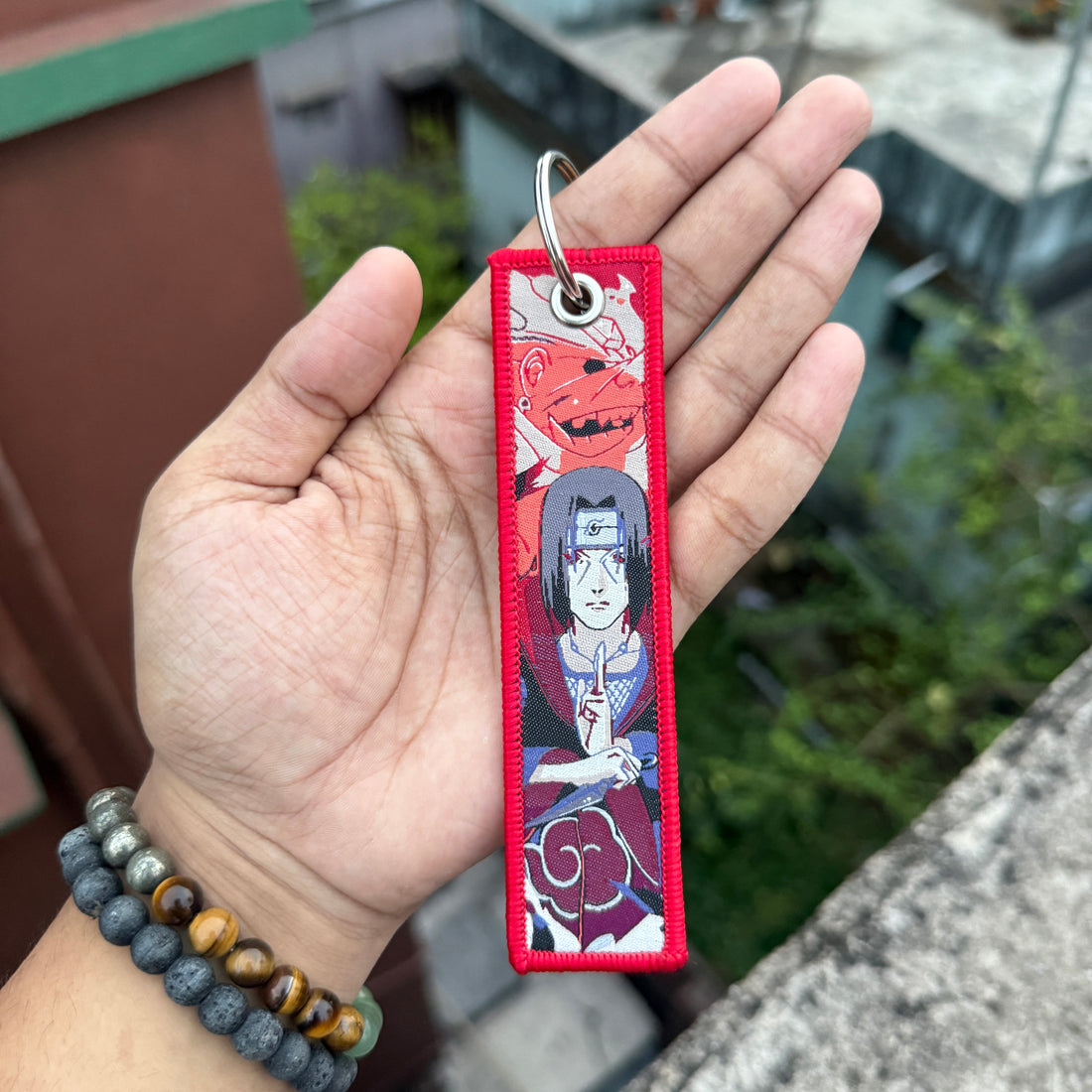 Naruto Itachi Uchiha Embroidered Fabric Keychain || Premium Anime Bag Tag & Keyring || NARUTO