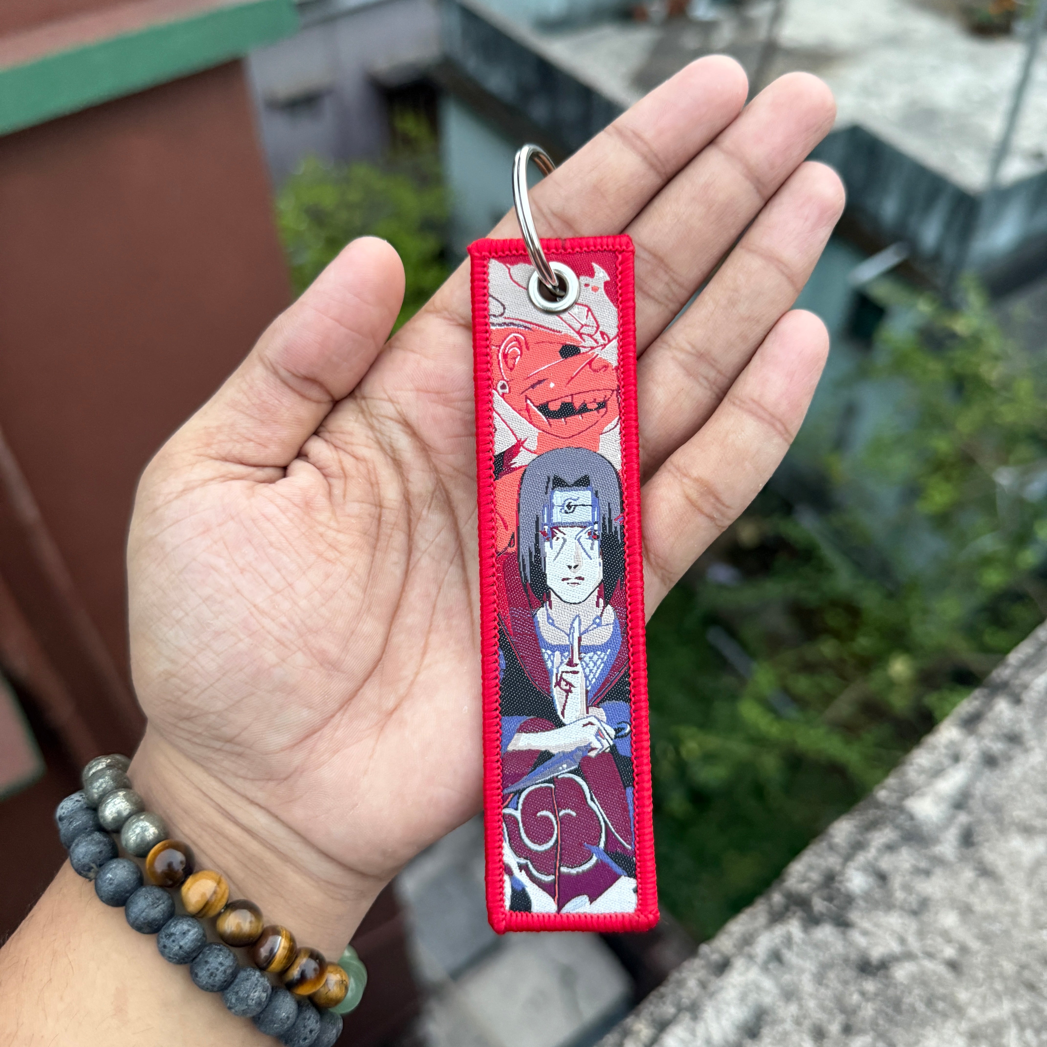 Naruto Itachi Uchiha Embroidered Fabric Keychain || Premium Anime Bag Tag & Keyring || NARUTO