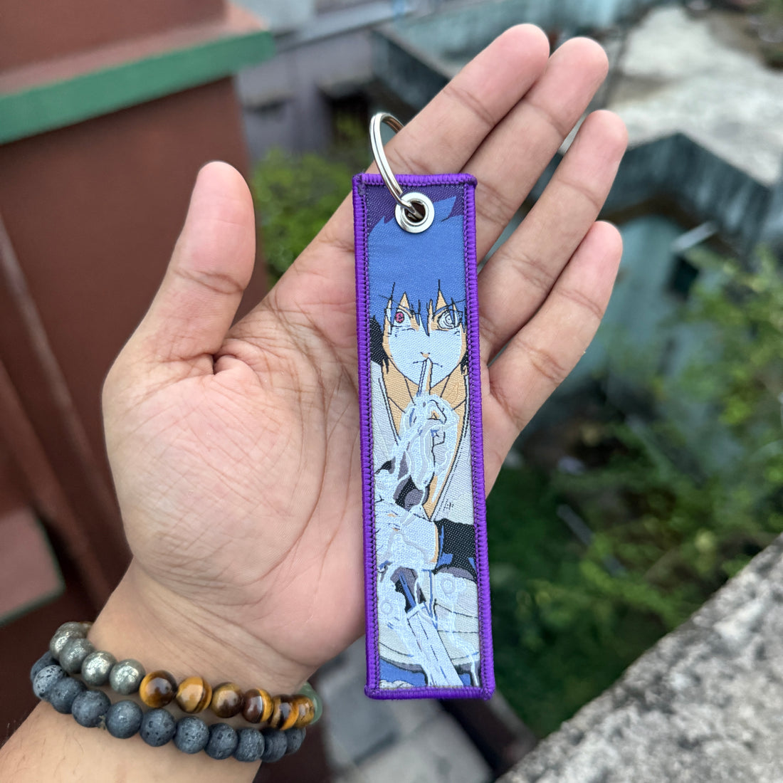 Naruto Sasuke Uchiha Embroidered Fabric Keychain || Premium Anime Bag Tag & Keyring || NARUTO