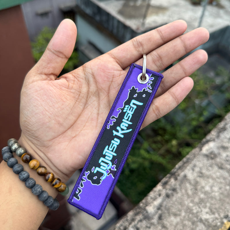 Jujutsu Kaisen Satoru Gojo Embroidered Fabric Keychain || Premium Anime Bag Tag & Keyring || JUJUTSU KAISEN