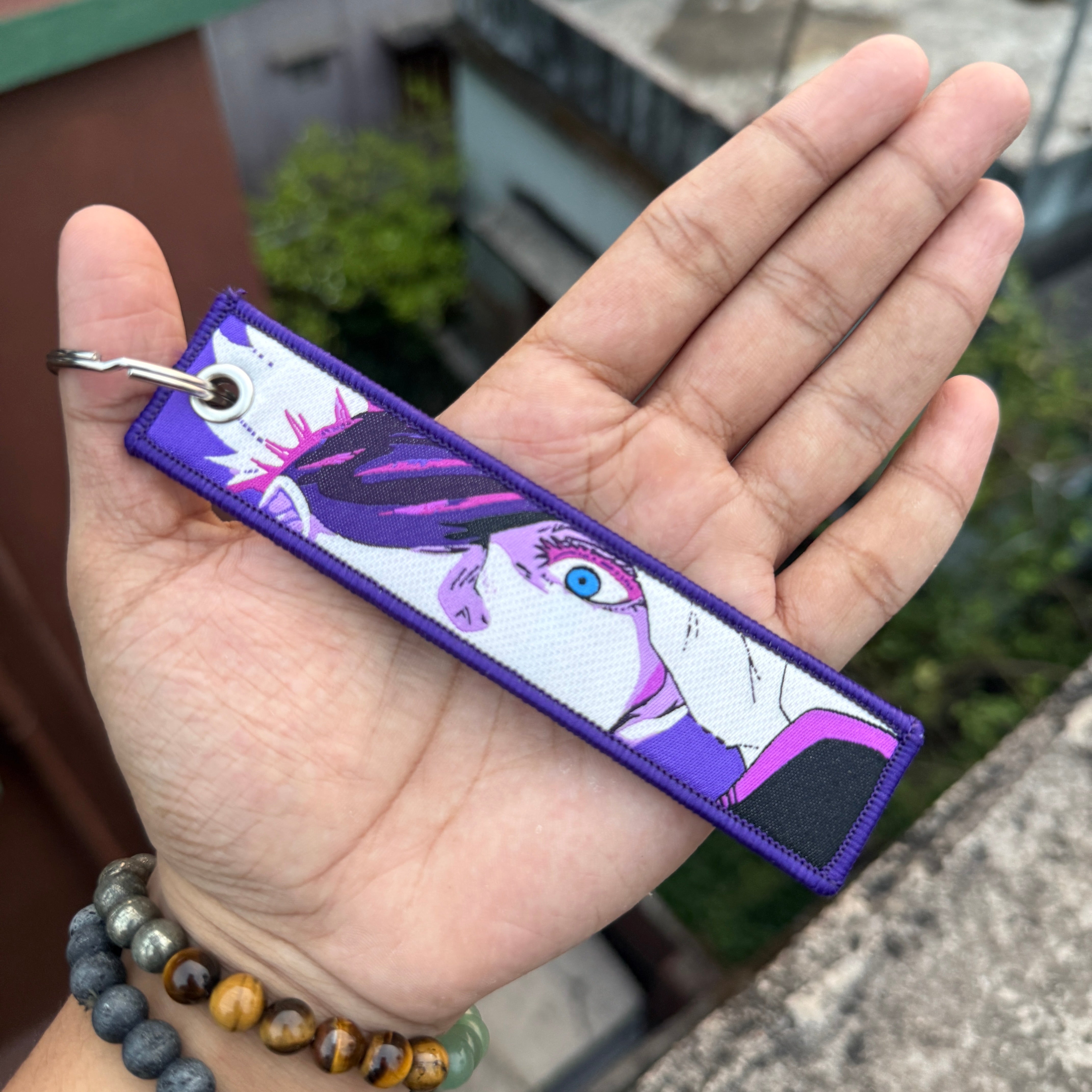 Jujutsu Kaisen Satoru Gojo Embroidered Fabric Keychain || Premium Anime Bag Tag & Keyring || JUJUTSU KAISEN