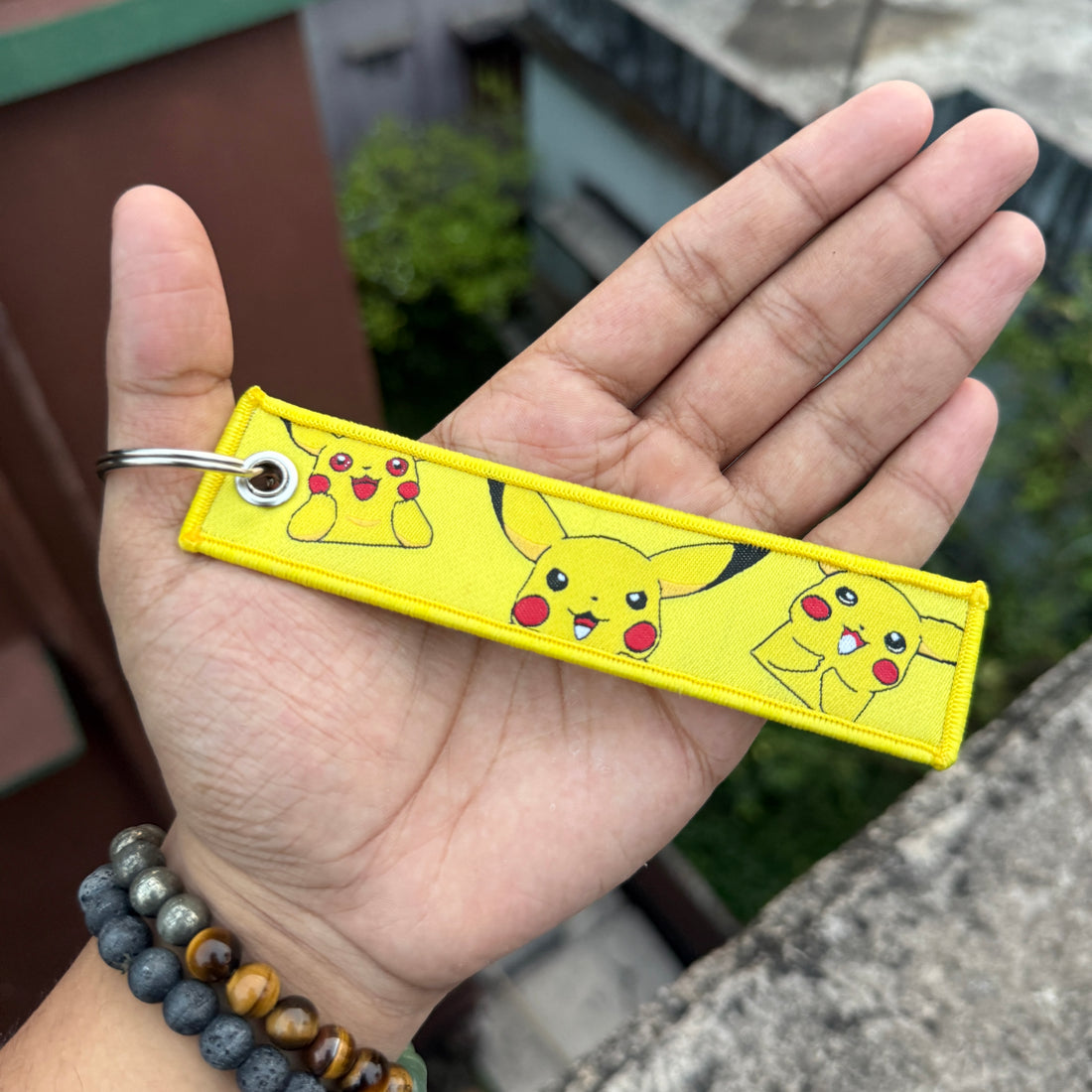 Pokemon Pikachu Embroidered Fabric Keychain || Premium Anime Bag Tag & Keyring || POKEMON