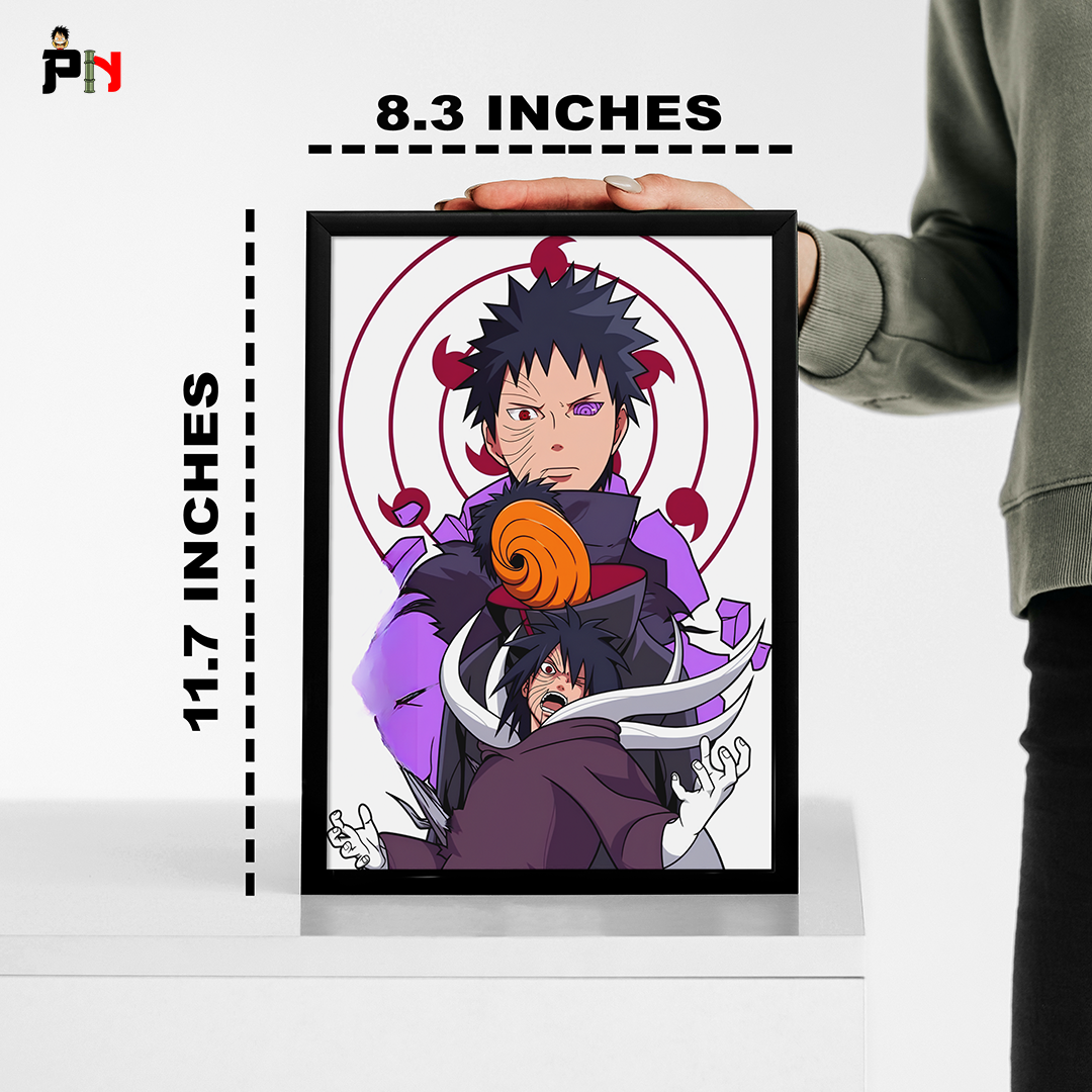 Naruto Itachi x Madara x Obito Anime Frame [11.7x8.3 [ 11.7x8.3 INCHES ] || NARUTO