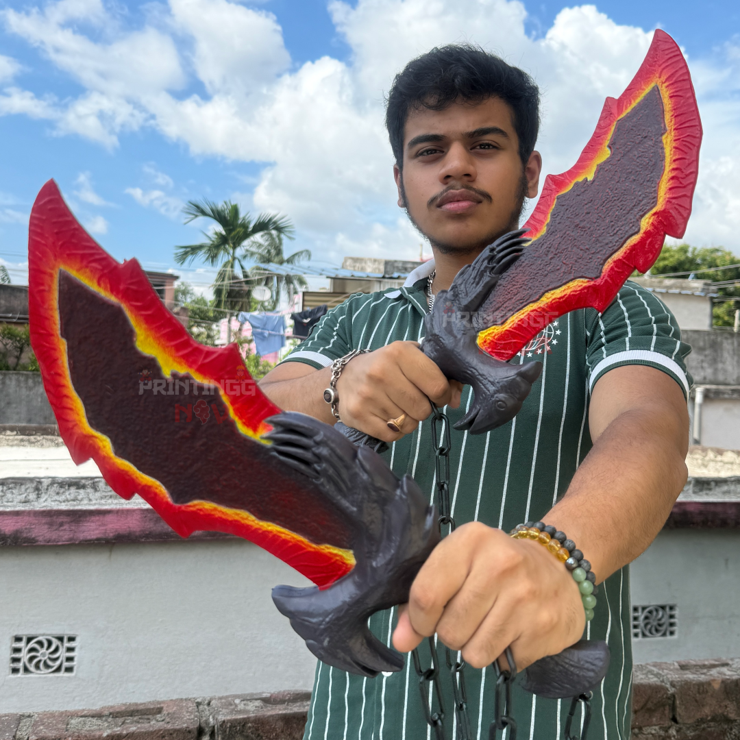 God of War Blades of Chaos Prop Set Of 2 || Premium Foam Cosplay Props Swords with Chain || GOD OF WAR