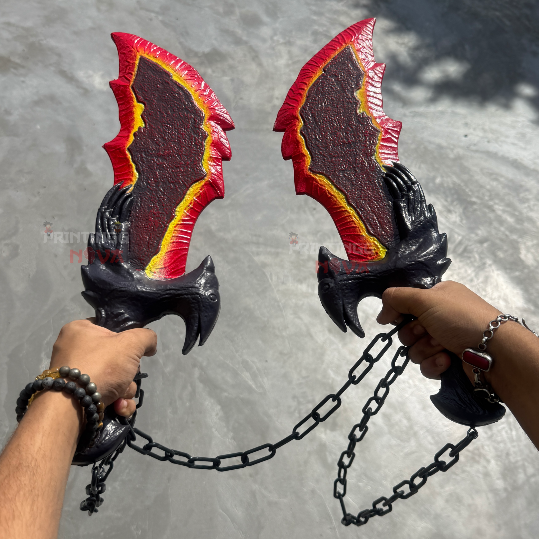 God of War Blades of Chaos Prop Set Of 2 || Premium Foam Cosplay Props Swords with Chain || GOD OF WAR