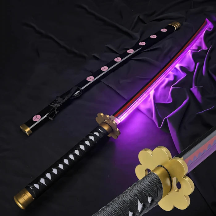 *LED* One Piece Black Shusui Katana Cosplay Replica Premium Life Size Led Wooden Katana [104 CM] || ONE PIECE
