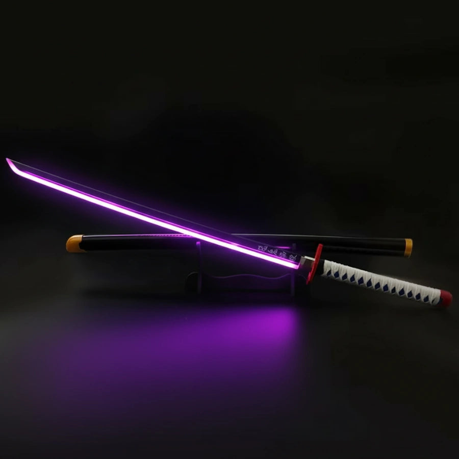 *LED*  Demon Slayer Legendary Giyuu Tomioka’s Nichirin Cosplay Replica Premium Life Size Led Wooden Katana [104 CM] || DEMON SLAYER