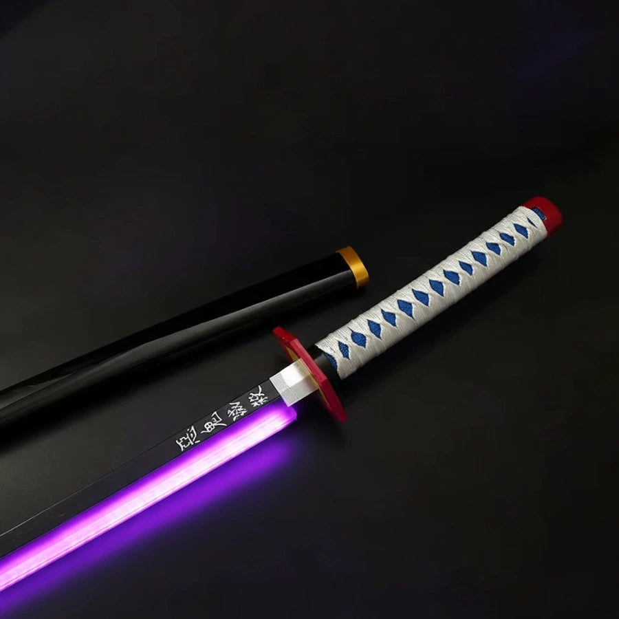 *LED*  Demon Slayer Legendary Giyuu Tomioka’s Nichirin Cosplay Replica Premium Life Size Led Wooden Katana [104 CM] || DEMON SLAYER