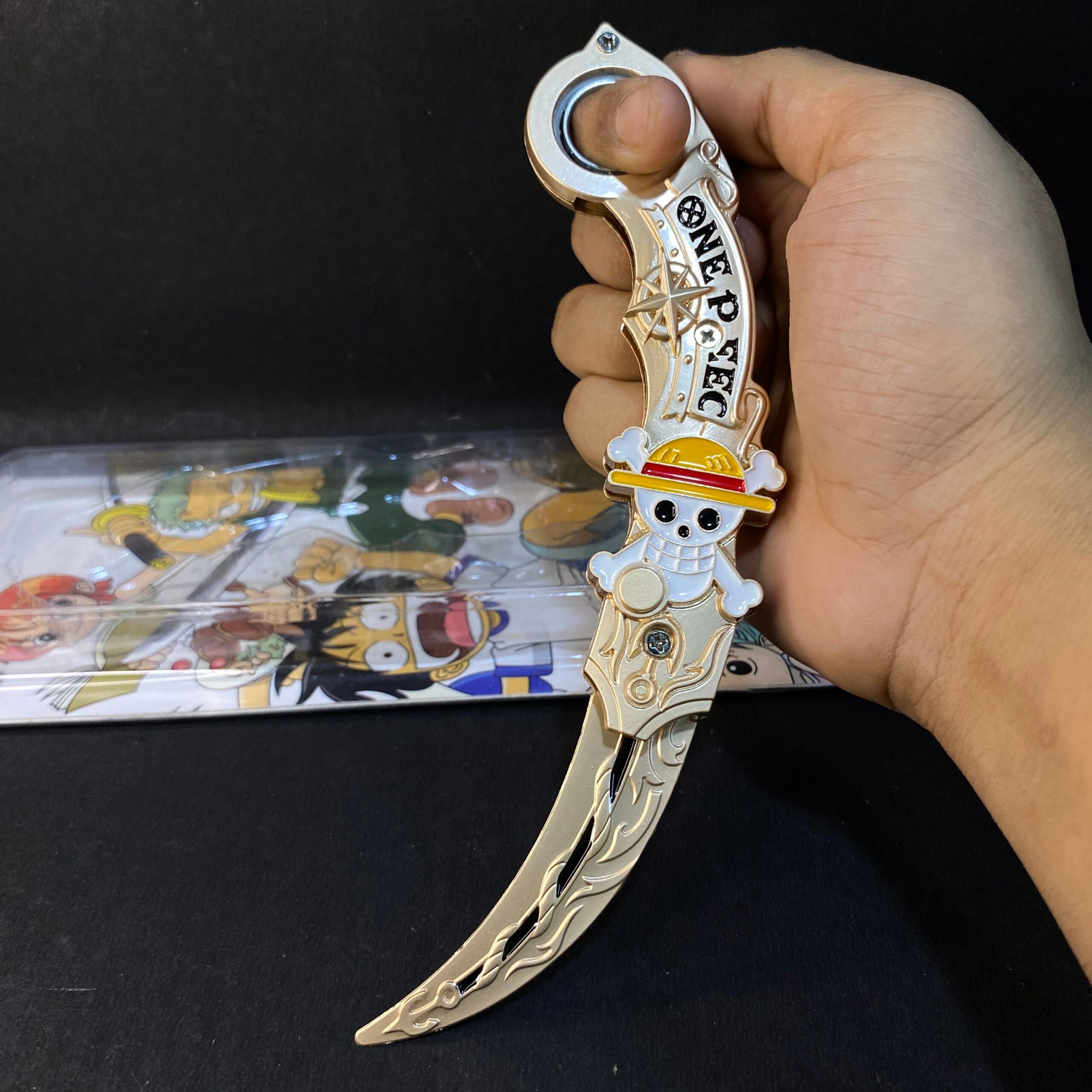ONE PICE LIMITED EDITION FOLDABLE ROTATED ANIME KARAMBIT [18 CM] WEAPON MODEL 1 || KARAMBIT