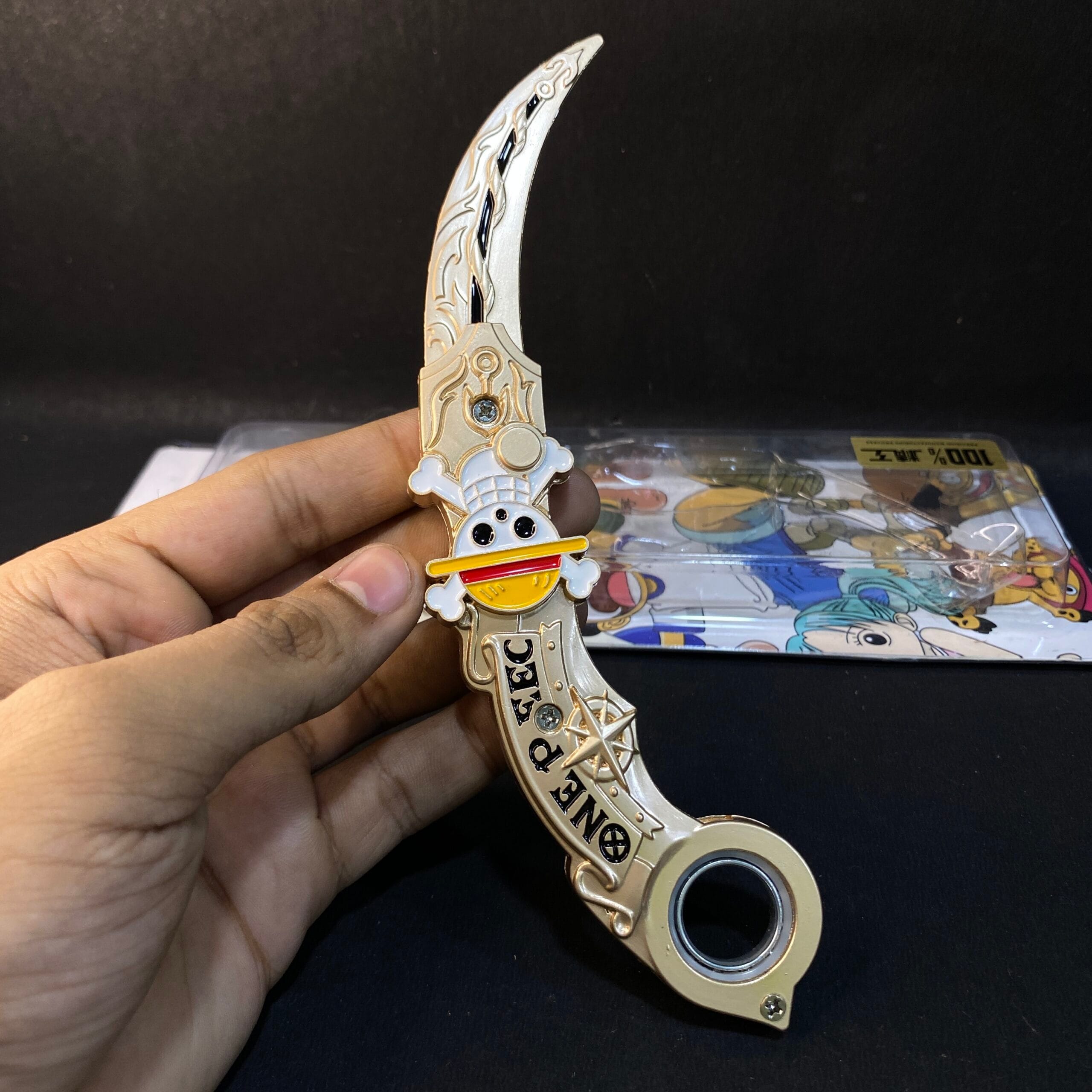 ONE PICE LIMITED EDITION FOLDABLE ROTATED ANIME KARAMBIT [18 CM] WEAPON MODEL 1 || KARAMBIT