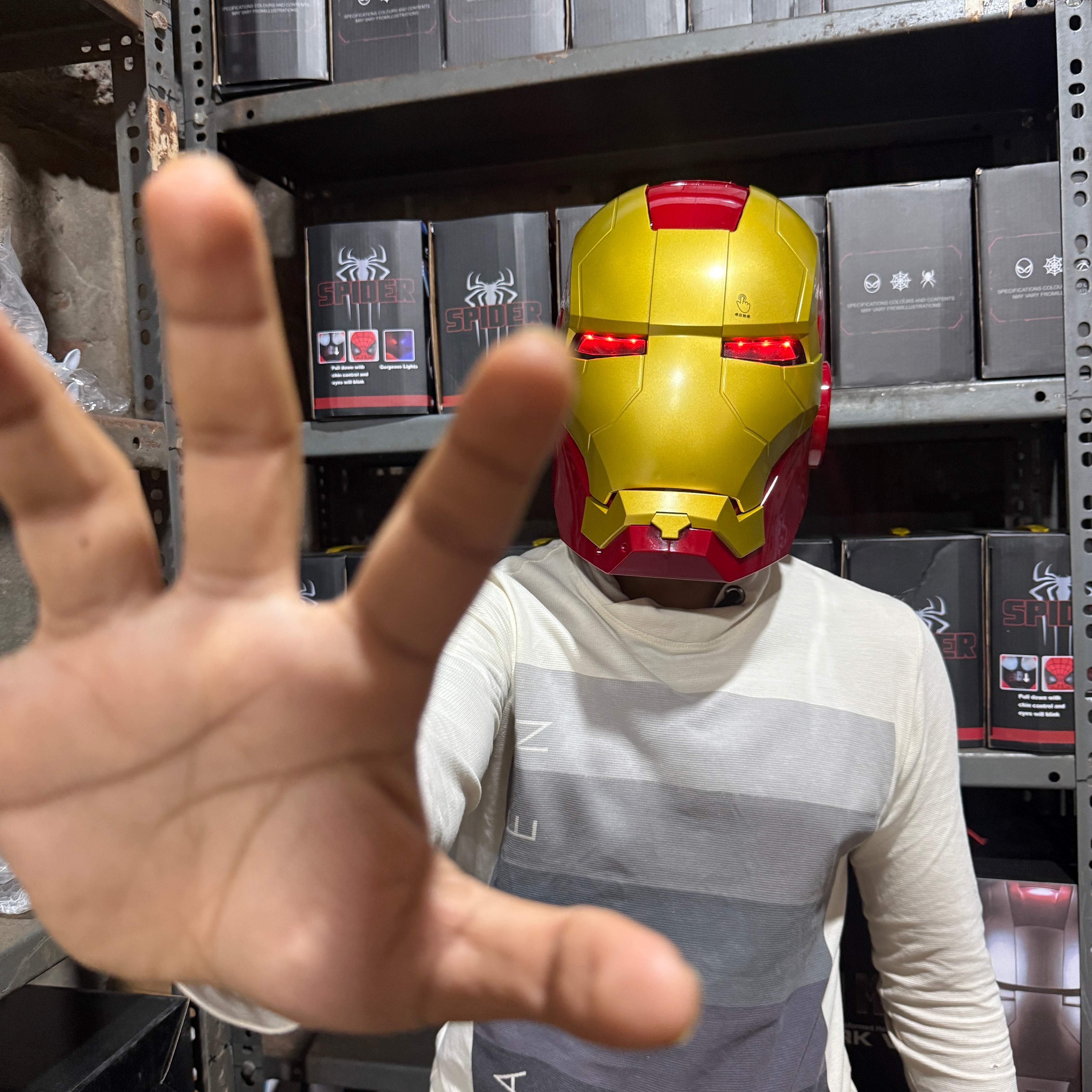Smart Wearable Iron Man Helmet With Touch Sensor | Cosplay, Adjustable Face | Elastic Breathable Material, Unisex || MARVEL
