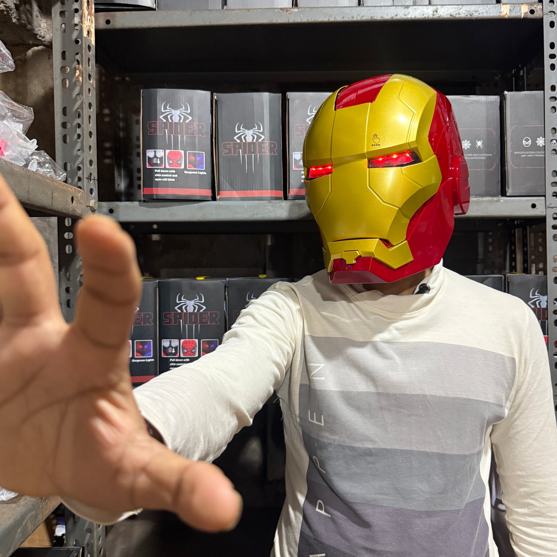 description of iron man's helmet Smart Wearable Iron Man Helmet With Touch Sensor