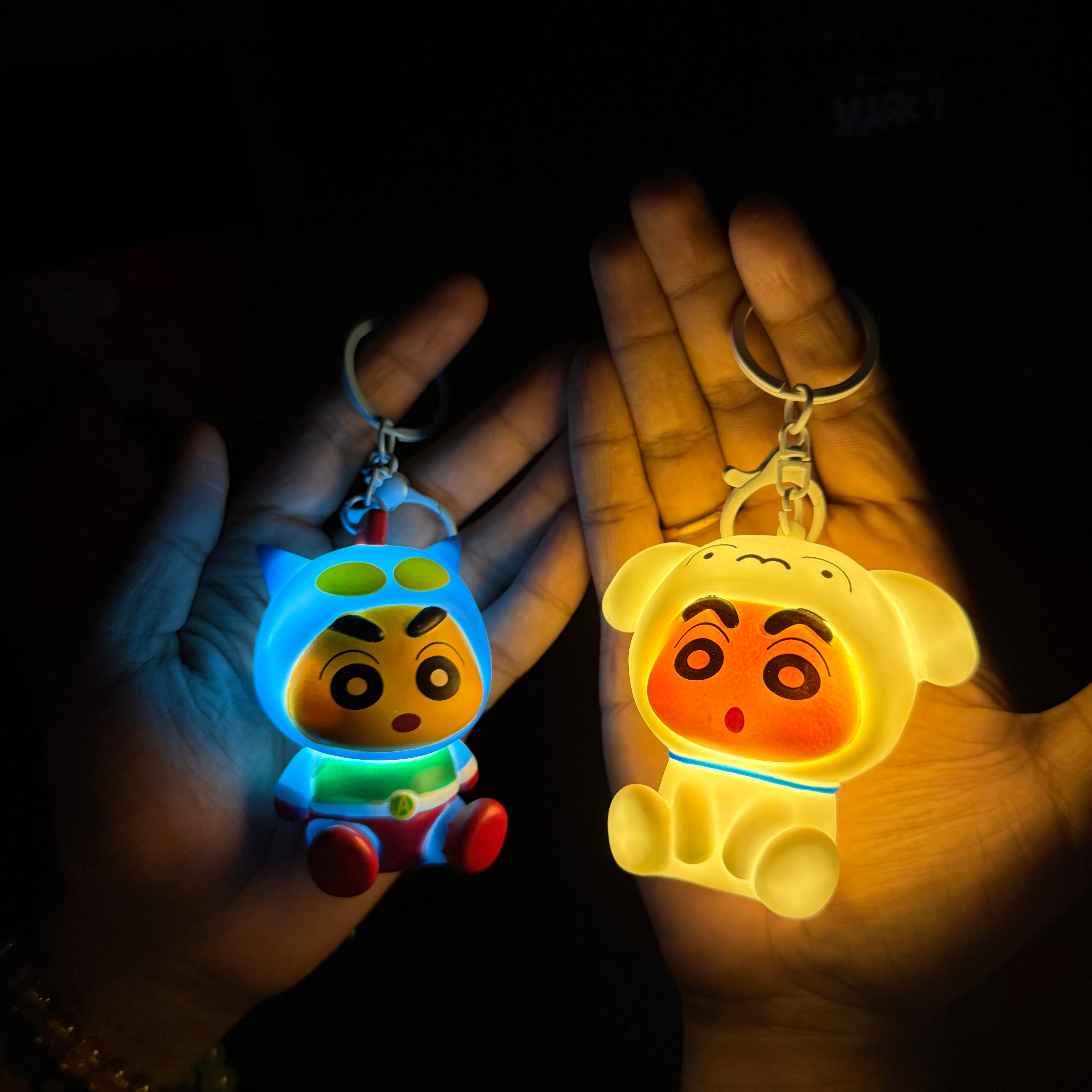 Shinchan LED Keychains: Action Kamen & Shiro Sheep Edition || SHINCHAN LED KEYCHAIN