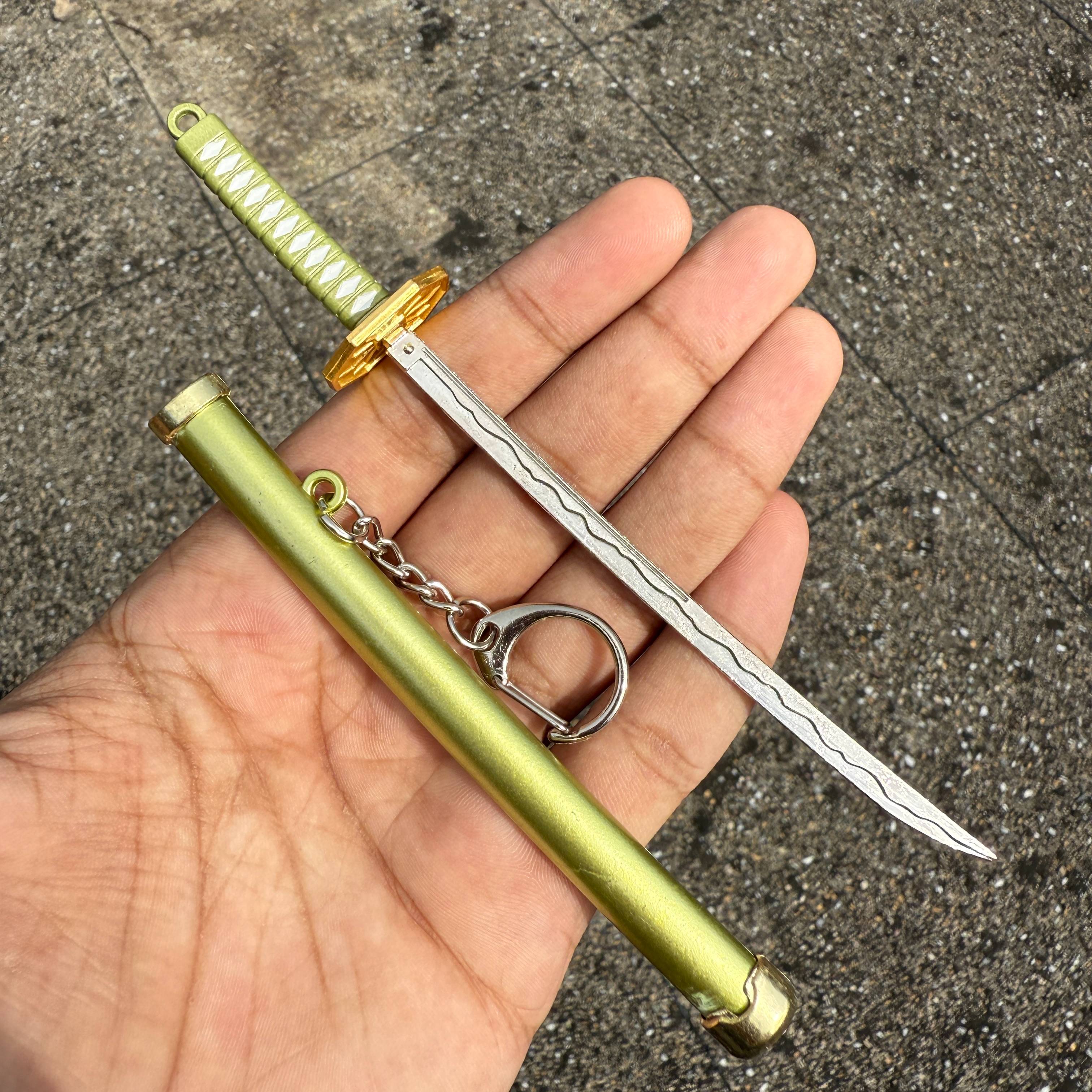 Premium Green Metal Katana Keychains [16 CM] Keychain Keyring Model 5 || KATANA KEYCHAIN