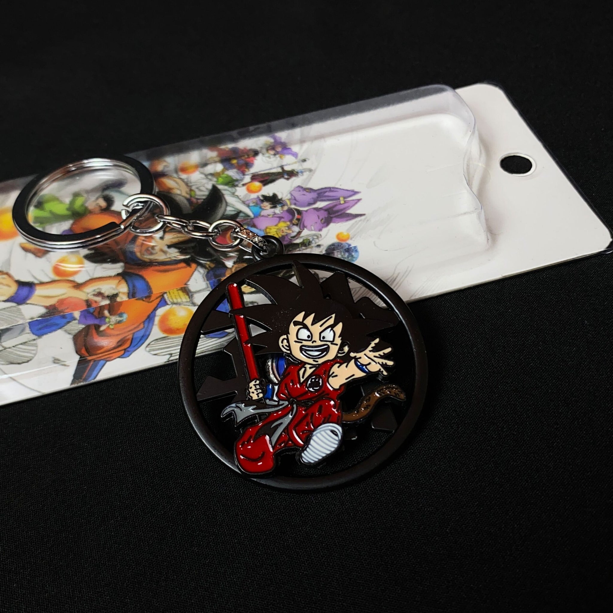 Goku Holding Stick Rotating Spiner Metal Keychain Keyring || DRAGON BALL Z