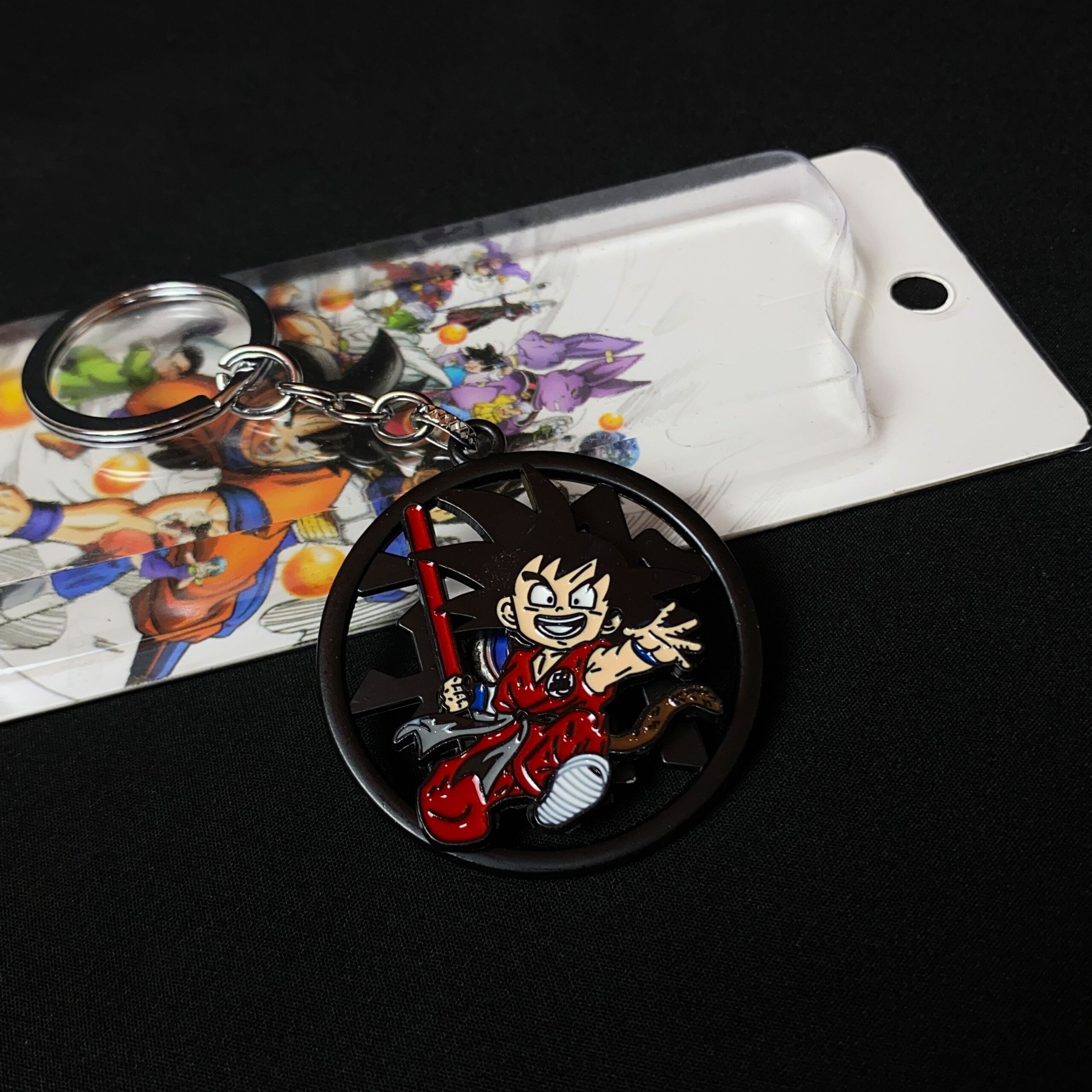 Goku Holding Stick Rotating Spiner Metal Keychain Keyring || DRAGON BALL Z