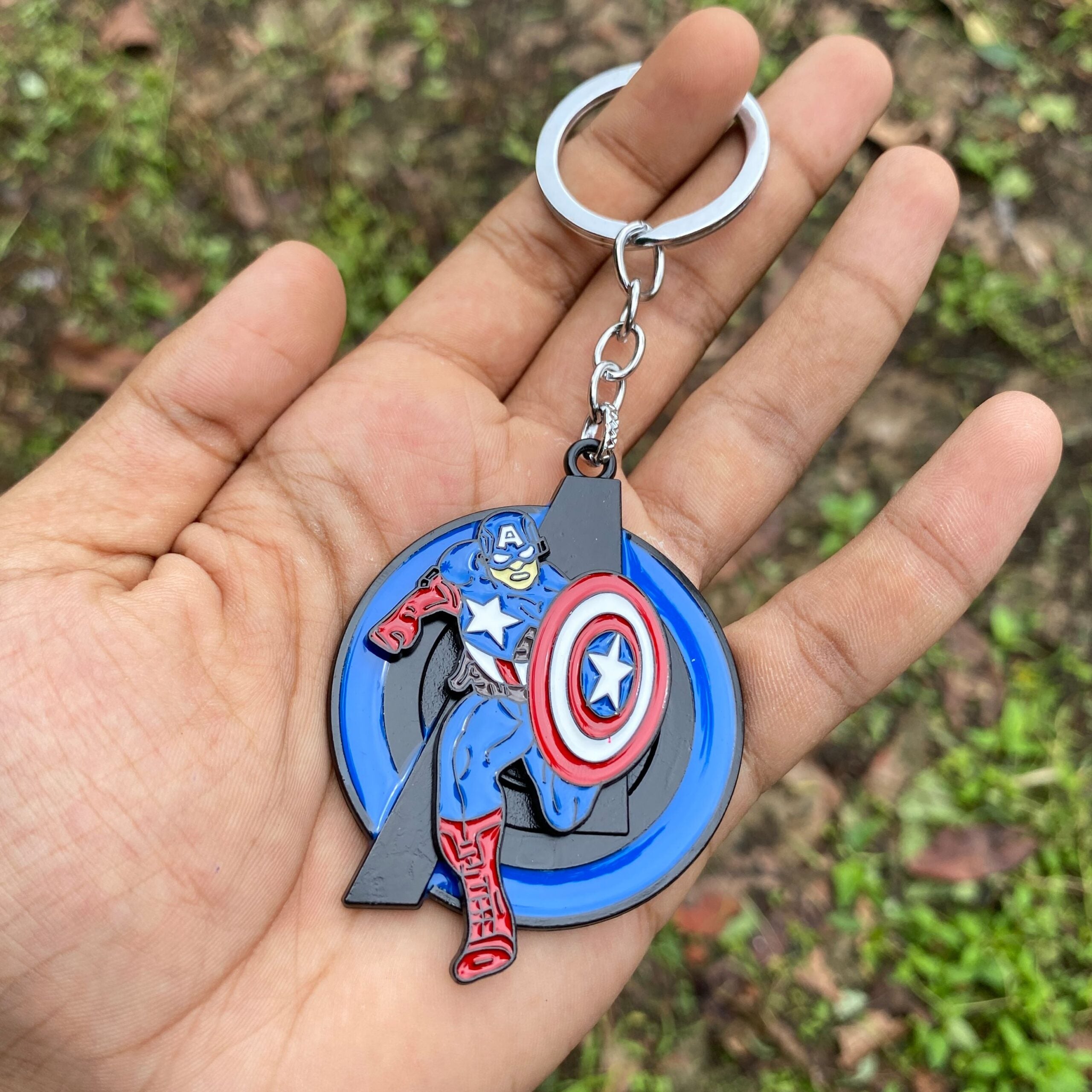 Captain America Avengers Premium Rotating Spiner Metal Keychain Keyring || MARVEL