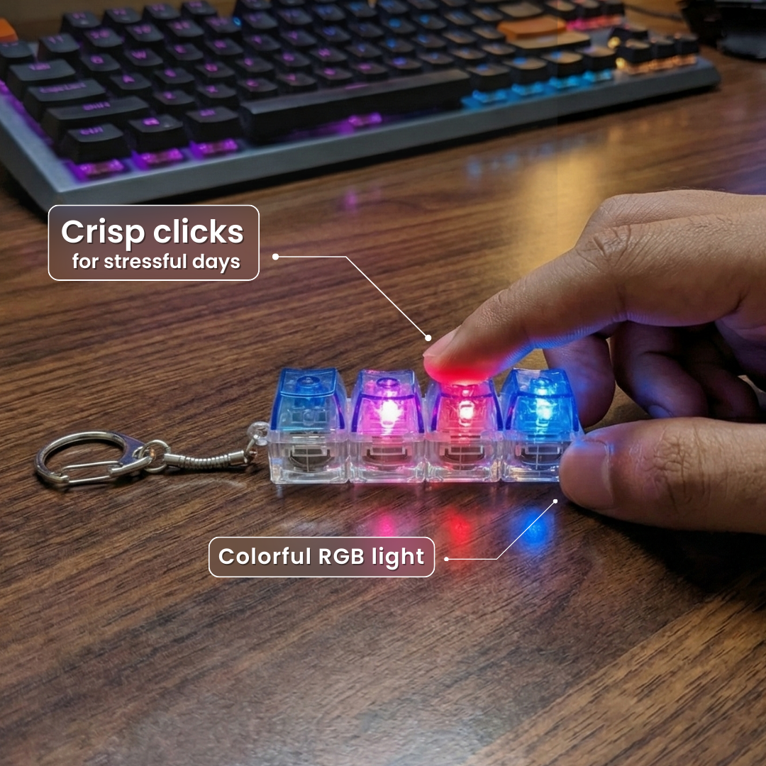 Stress Key || LED Mechanical Keyboard Keychain Clicker || Trending Keychain