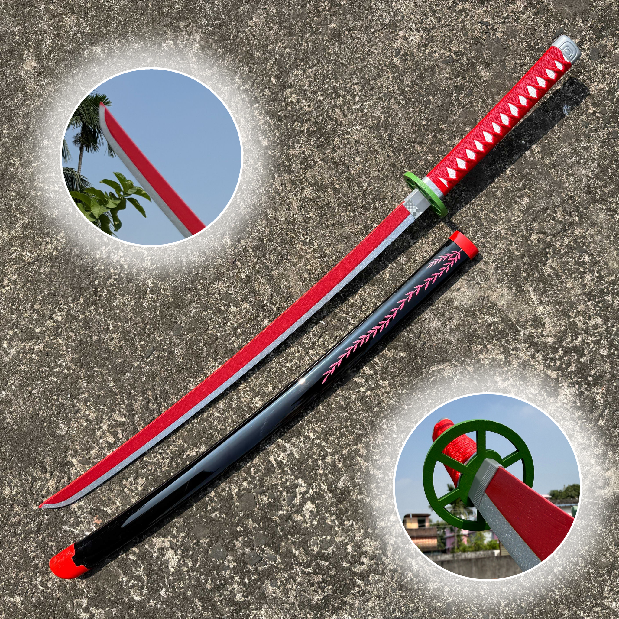 Demon Slayer Nezuko Kamado Nichirin Cosplay Replica Premium Life Size Wooden Katana [104 CM] || DEMON SLAYER