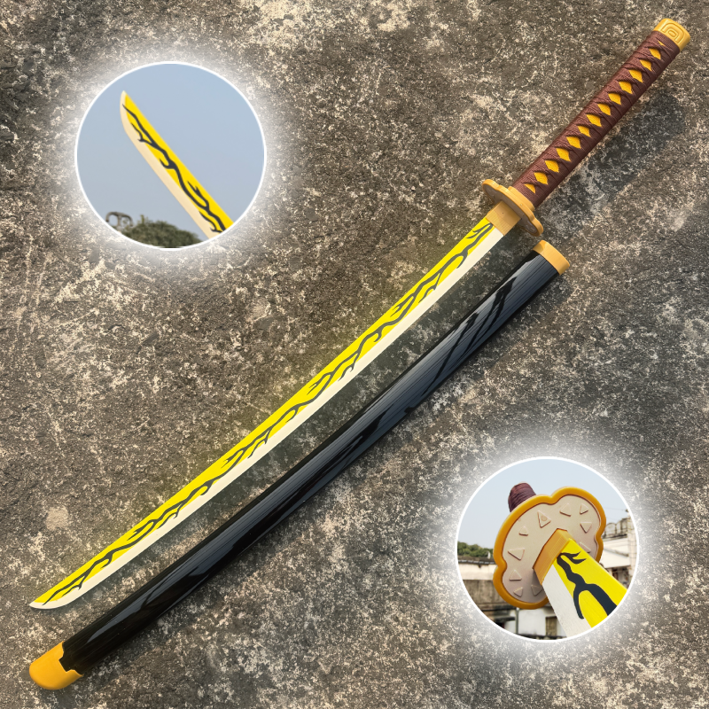 Demon Slayer Kaigaku’s Cosplay Replica Premium Life Size Wooden Katana [104 CM] || DEMON SLAYER