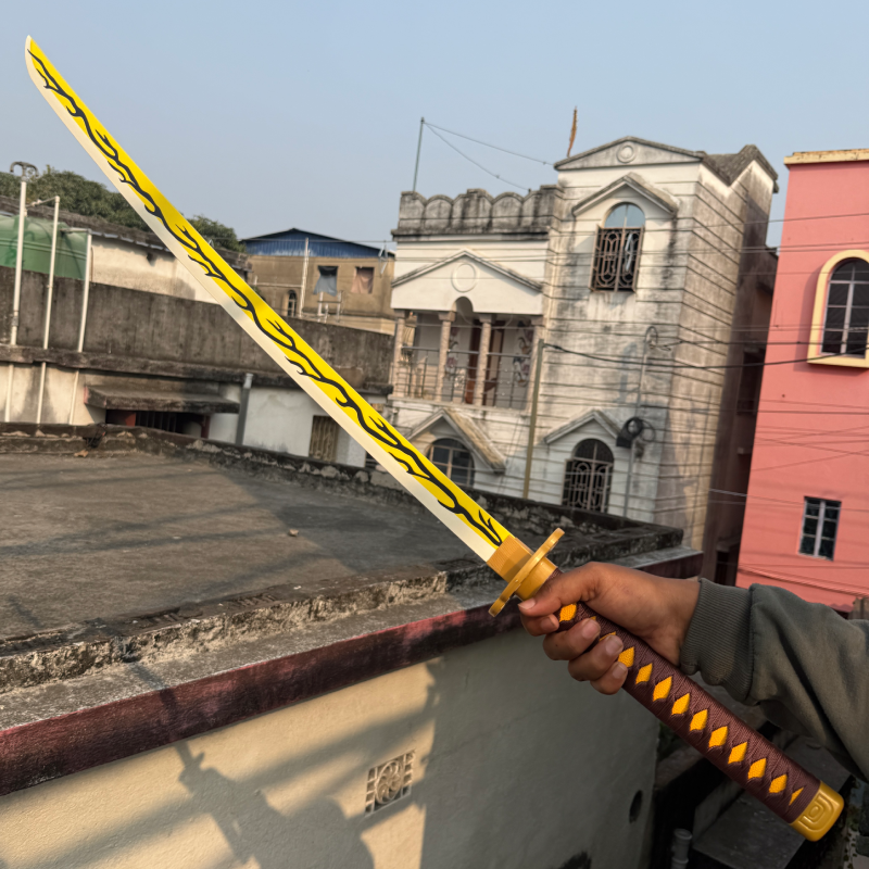 Demon Slayer Kaigaku’s Cosplay Replica Premium Life Size Wooden Katana ...