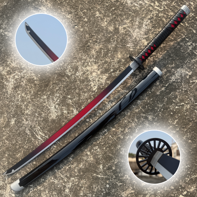 Demon Slayer New Tanjiro Black Cosplay Replica Premium Life Size Wooden Katana [104 CM] || DEMON SLAYER