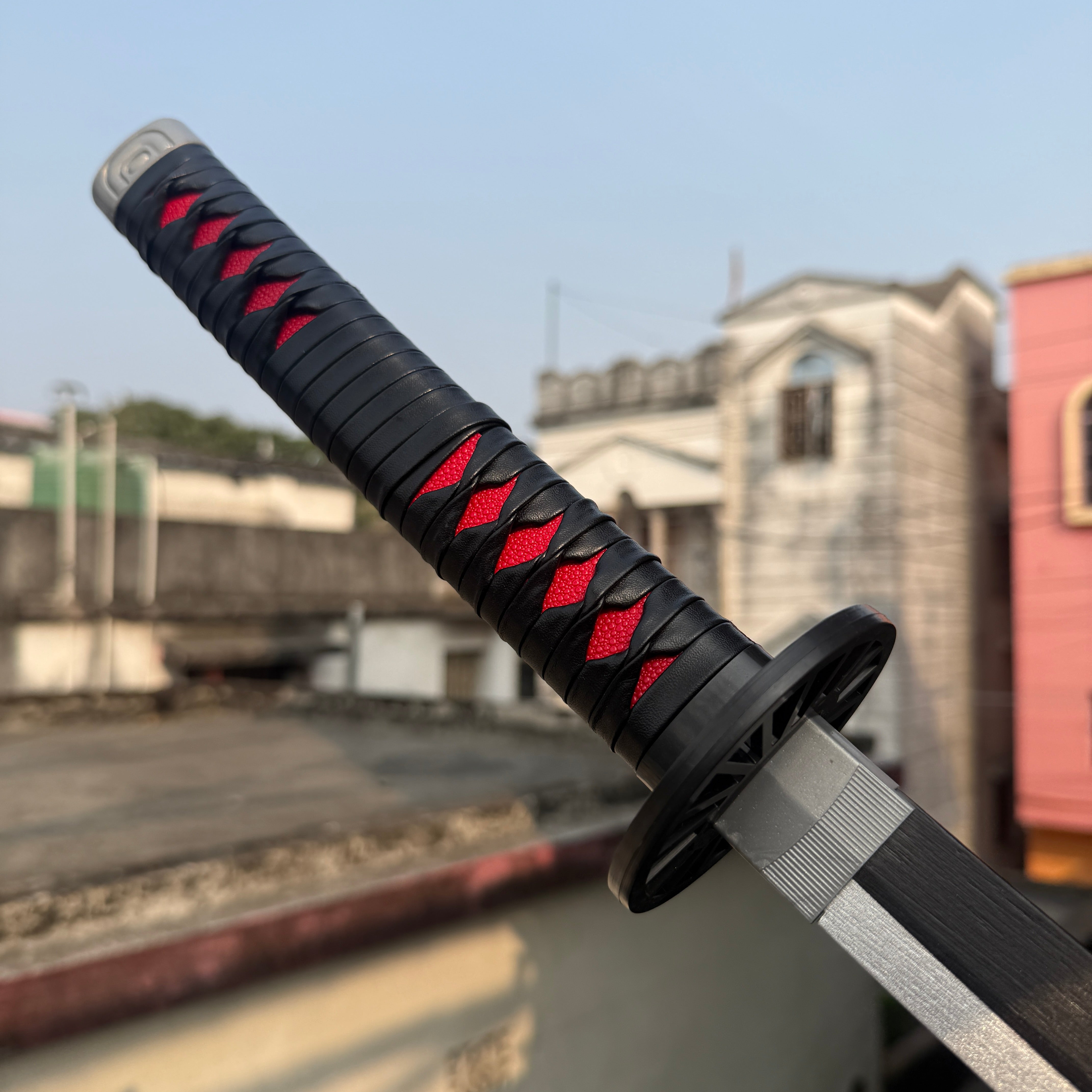 Demon Slayer New Tanjiro Black Cosplay Replica Premium Life Size Wooden Katana [104 CM] || DEMON SLAYER