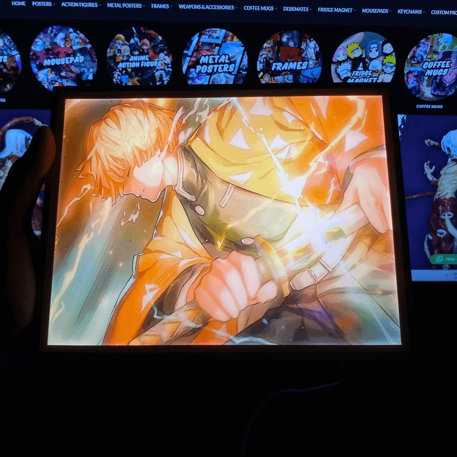 Demon Slayer Zenitsu Thunder Breathing Attack Anime Light Box Lamp || LIGHT BOX