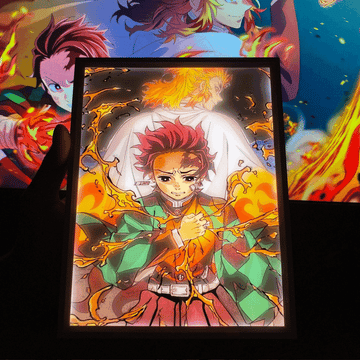 Demon Slayer Tanjiro Kamado & Flame Hashira Rengoku Anime Light Box Lamp || LIGHT BOX