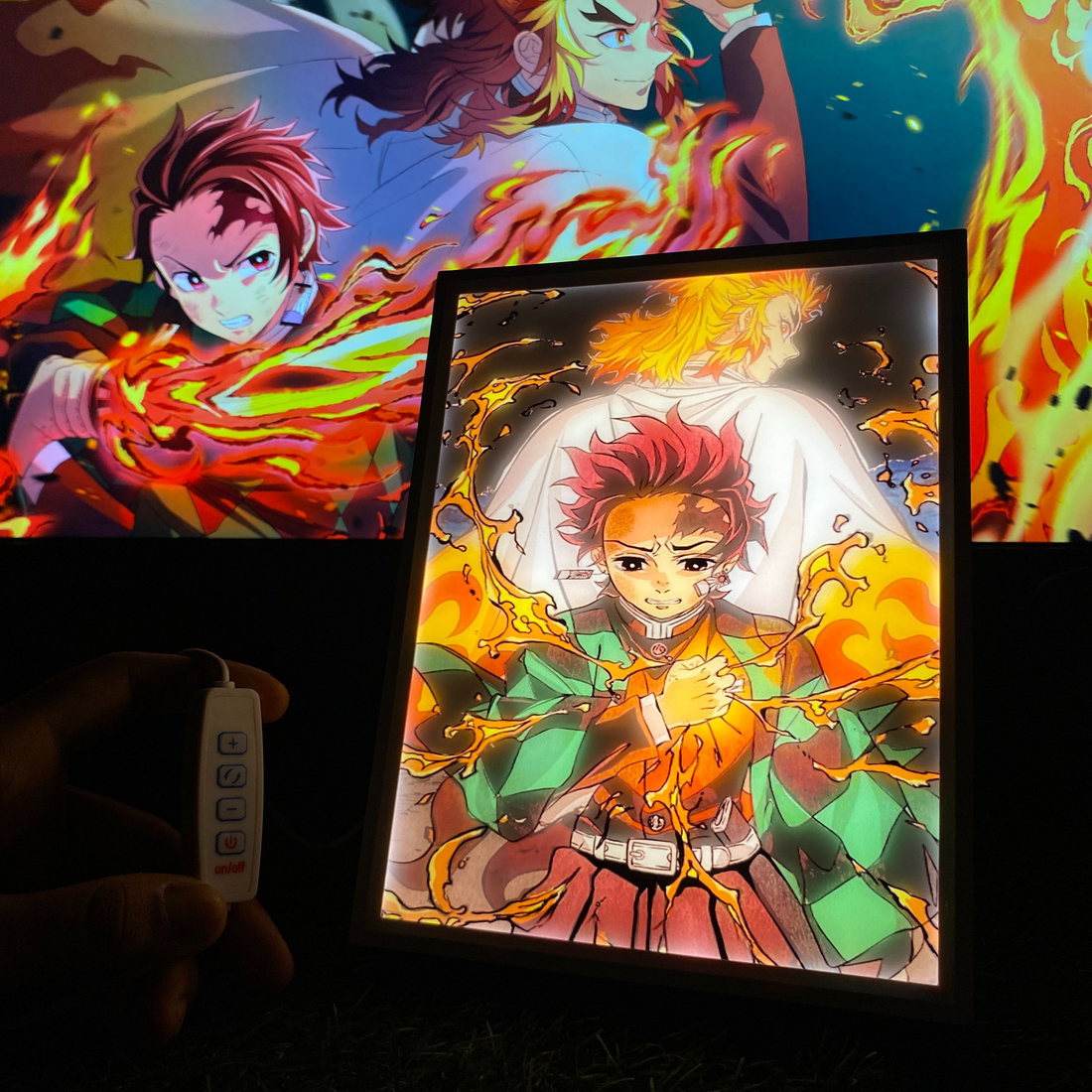Demon Slayer Tanjiro Kamado & Flame Hashira Rengoku Anime Light Box Lamp || LIGHT BOX