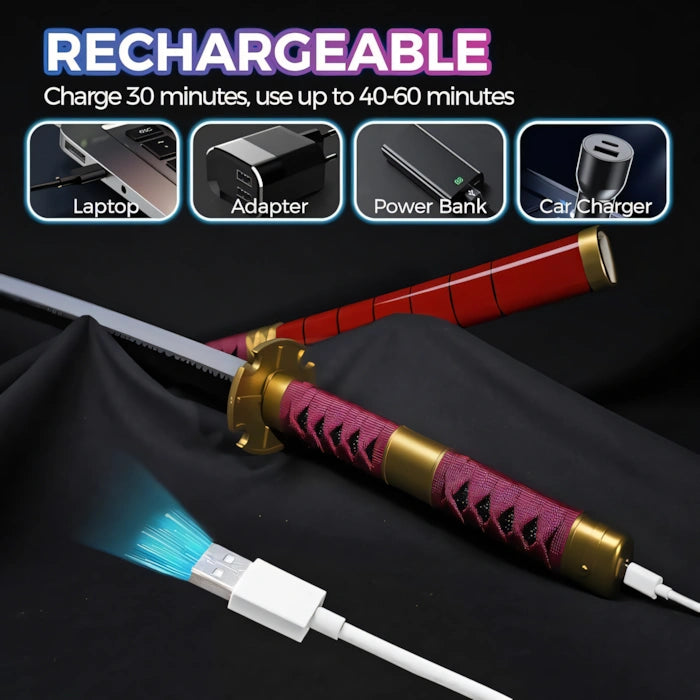 *LED* One Piece The Sandai Kitetsu Cosplay Replica Premium Life Size Led Wooden Katana [104 CM] || ONE PIECE