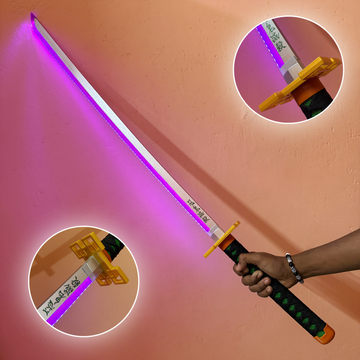 *LED* Demon Slayer Muichiro Tokito’s Nichirin Cosplay Replica Limited Edition Premium Life Size Led Wooden Katana [104 CM] ||  DEMON SLAYER