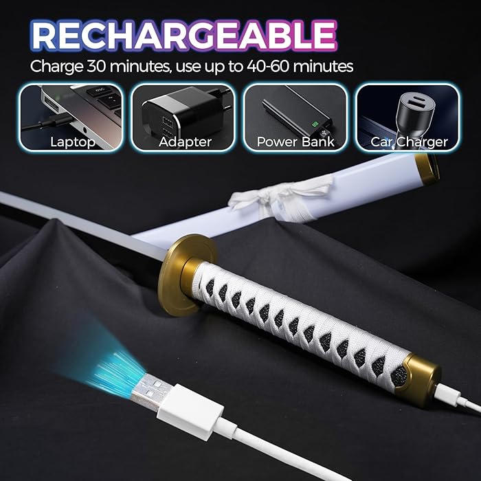 *LED* One Piece Ready Zoro Wado Ichimonji Cosplay Replica Premium Life Size Led Wooden Katana [104 CM] || ONE PIECE