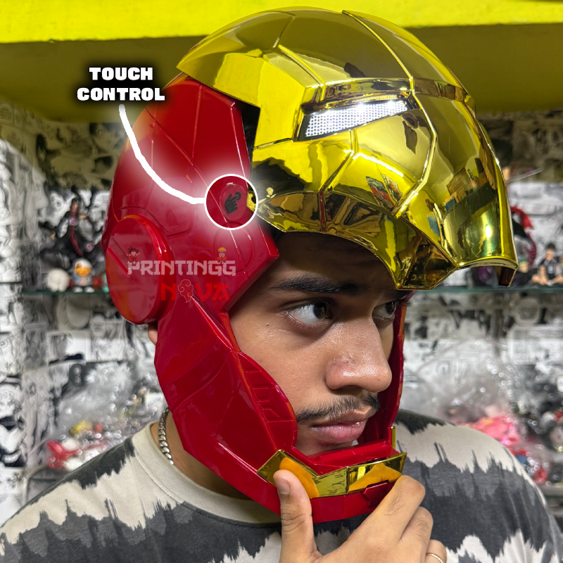 Iron Man LED Helmet Mask with Voice Control & Touch Sensor | Automatic Opening Faceplate | Rechargeable Type-C USB | LED Light-Up Eyes | Premium Cosplay Helmet for Adults & Collectors
