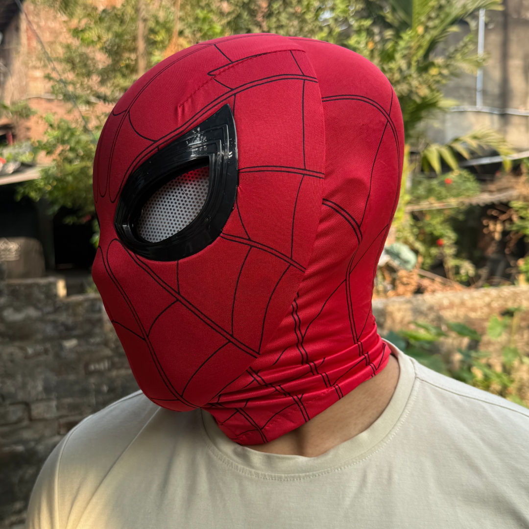 Spider-Man RED Mask with Touch-Activated LED Eyes Cosplay, Mechanical Moving Eyes || Breathable Material, Unisex || MARVEL