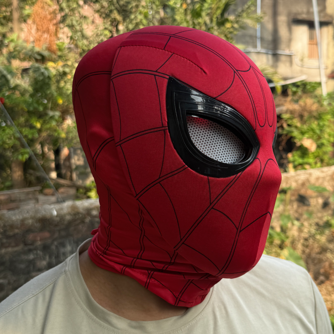 Spider-Man RED Mask with Touch-Activated LED Eyes Cosplay, Mechanical Moving Eyes || Breathable Material, Unisex || MARVEL