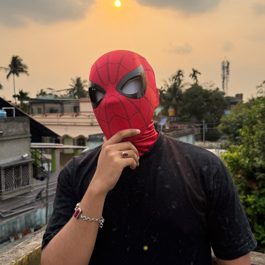 Spider-Man RED Mask With Mechanical Moving Eyes Cosplay || Breathable Material, Unisex || MARVEL
