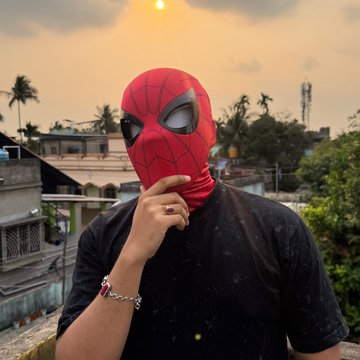Spider-Man RED Mask With Mechanical Moving Eyes Cosplay || Breathable Material, Unisex || MARVEL