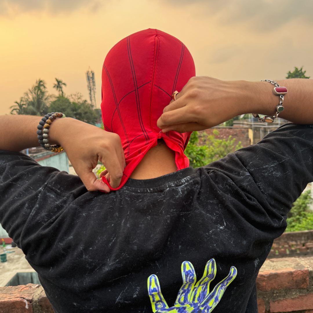Spider-Man RED Mask With Mechanical Moving Eyes Cosplay || Breathable Material, Unisex || MARVEL