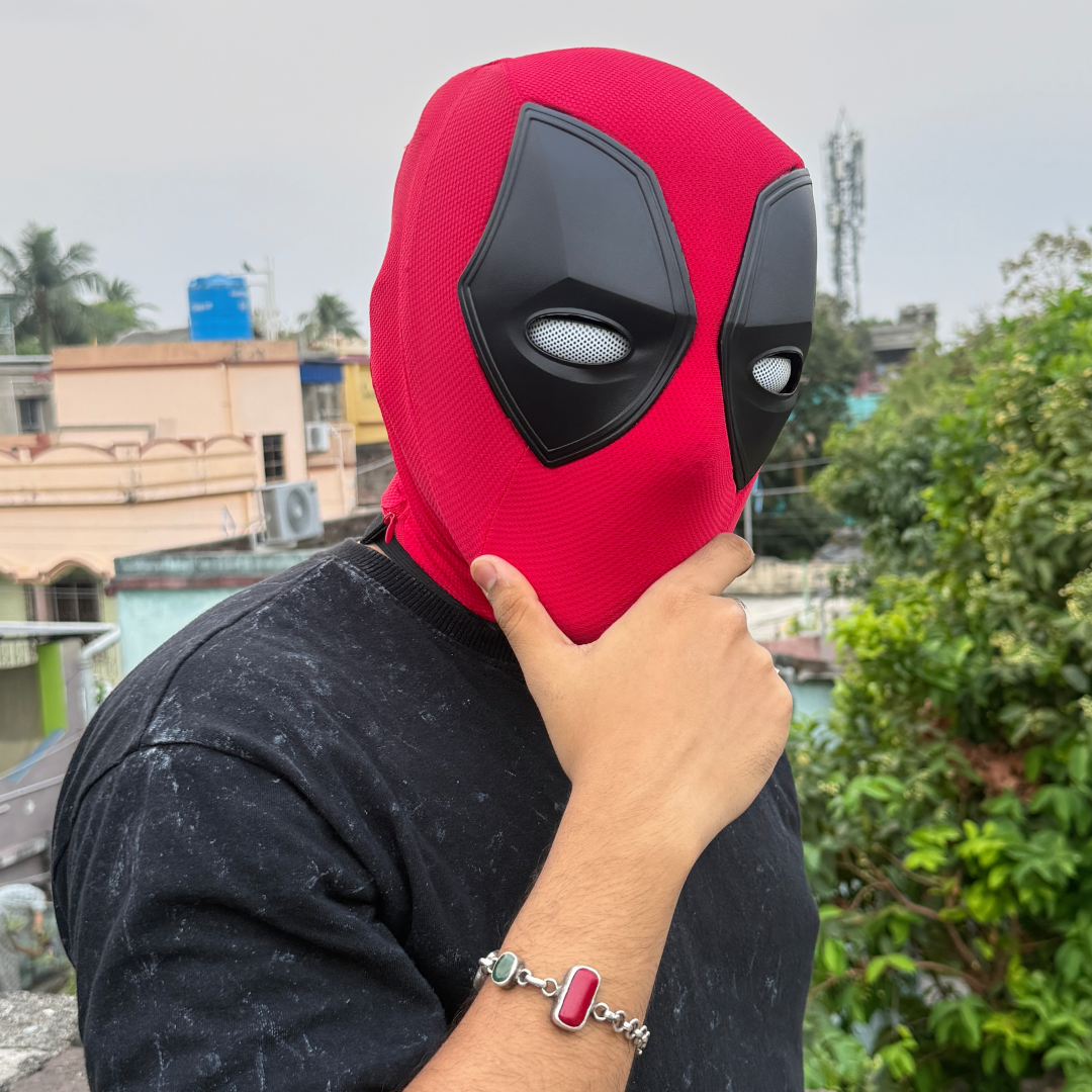 Deadpool Realistic Mask With Led Eyes Cosplay || Breathable Material, Unisex || MARVEL