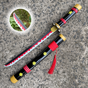 Roronoa Zoro Black Enma Cosplay Replica Medium Size Wooden Katana With FREE Stand [42 CM] || ONE PIECE