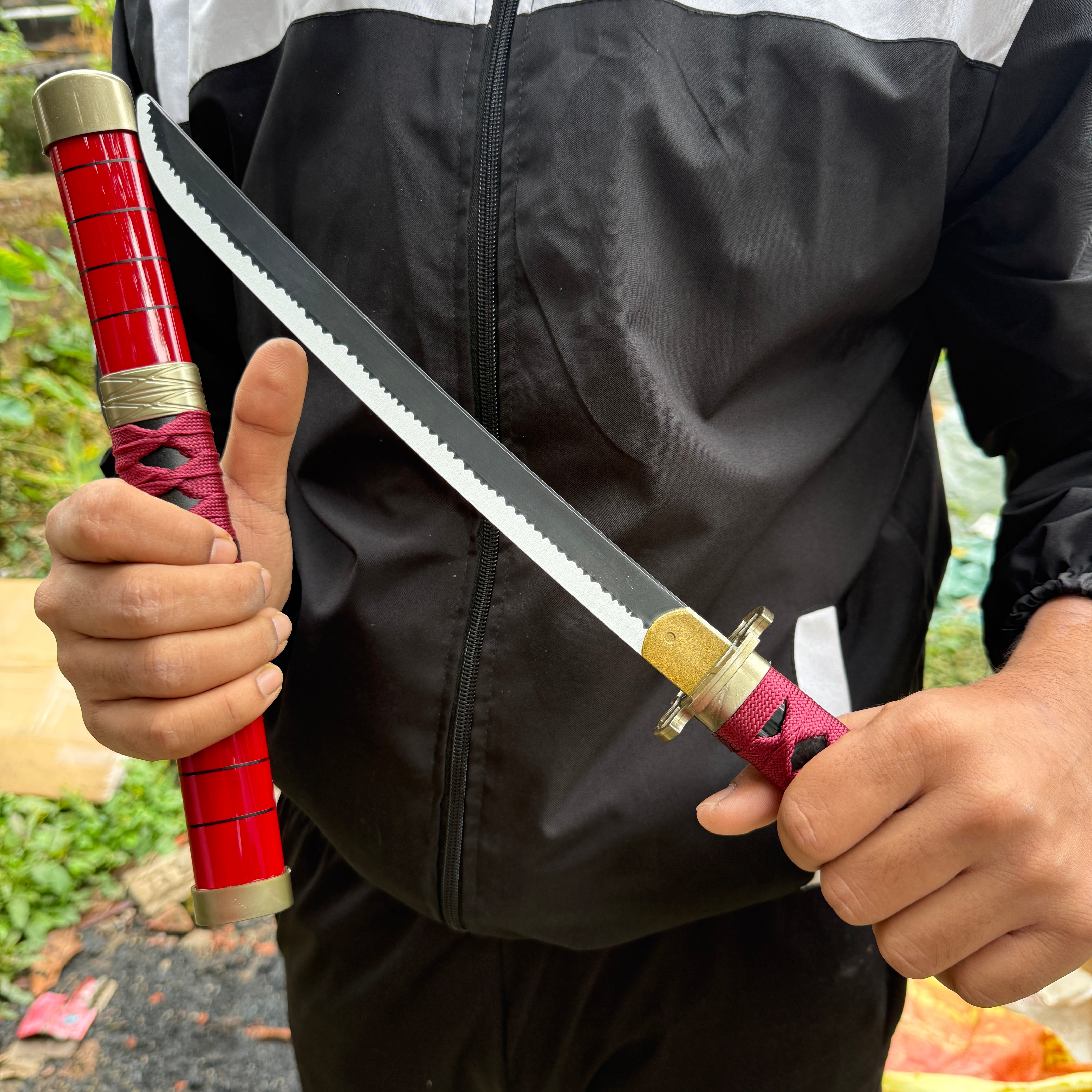 Roronoa Zoro Sandai Kitetsu Cosplay Replica Medium Size Wooden Katana With FREE Stand [42 CM] || ONE PIECE