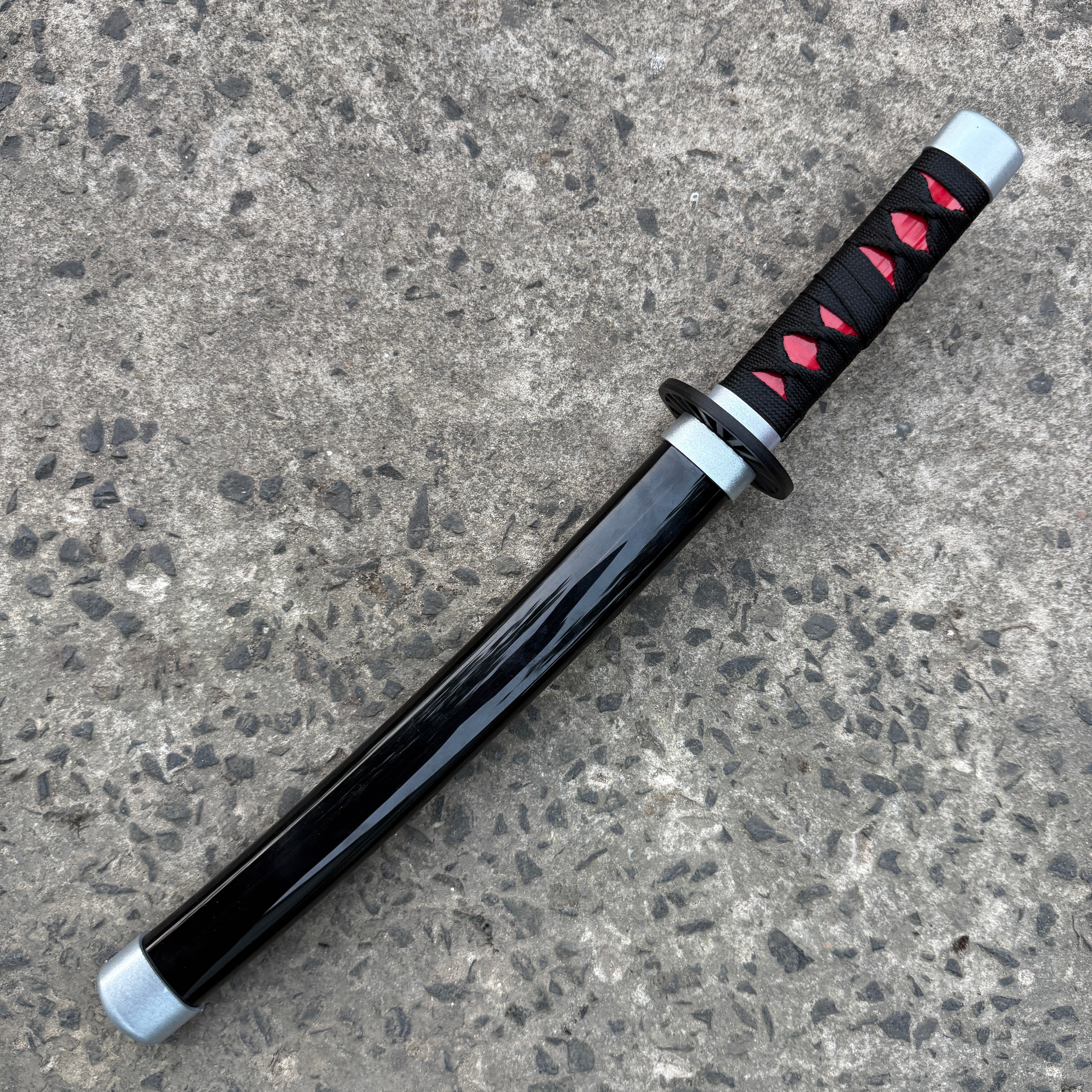 Tanjiro Kamado Black Cosplay Replica Medium Size Wooden Katana With Free Stand [42 CM] || DEMON SLAYER