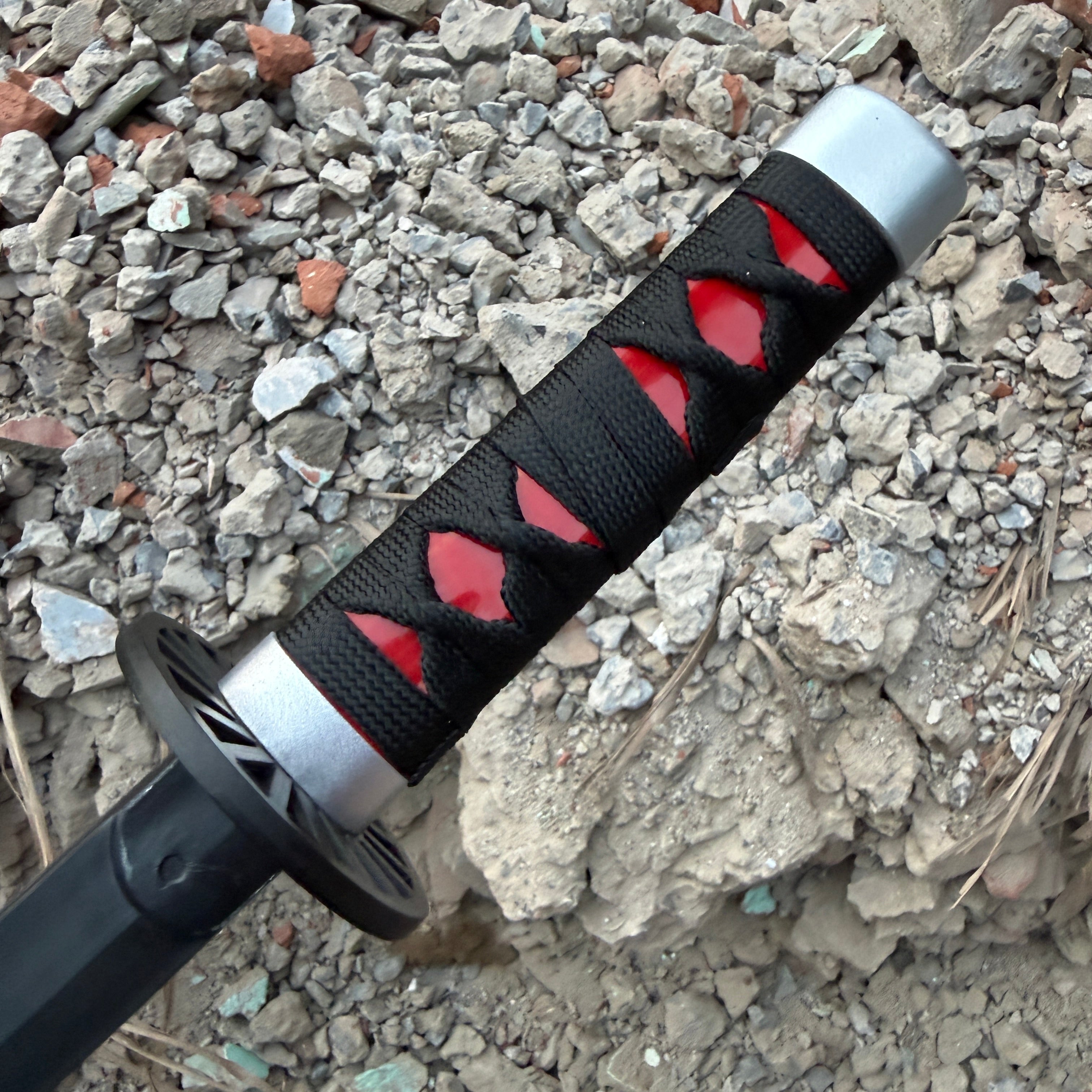 Tanjiro Kamado Black Cosplay Replica Medium Size Wooden Katana With Free Stand [42 CM] || DEMON SLAYER